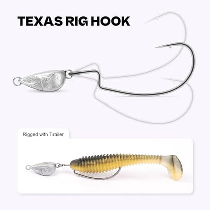 OJY&DOIIIY Weighted Texas Rig Hooks, Weedless Swimbait Jig Heads for Bass Fishing 1/8 3/16 1/4 3/8oz - style: 1/2oz,15 Pack