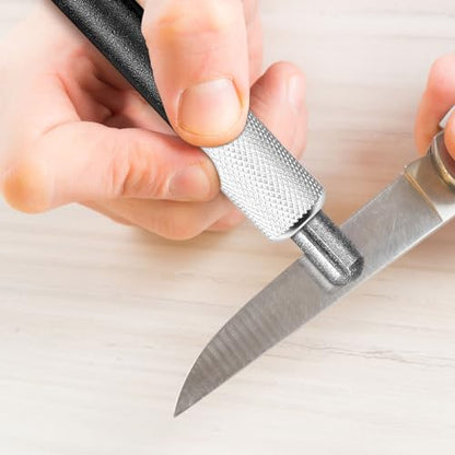 Honoson 2 Pieces Diamond Retractable Knife Sharpener Steel Sharpening Rod for Kitchen Outdoor Serrated Stick Tools (Silver, Black) - color: Silver, Black