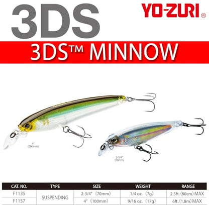 Duel Yo Zuri F 1135 3 Ds Minnow Suspending Lure 2 4 Inch - color: Luminescent Aurora Chartreuse