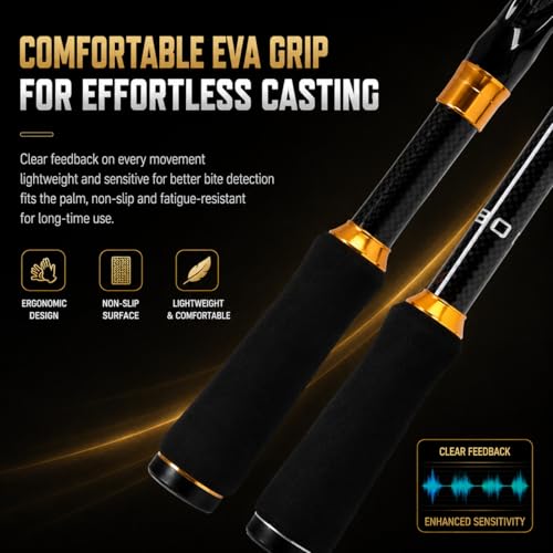 Telescoping Fishing Rod and Reel Combo with Spinning Reel, Travel Bag, Complete Starter Kit for Freshwater and Saltwater