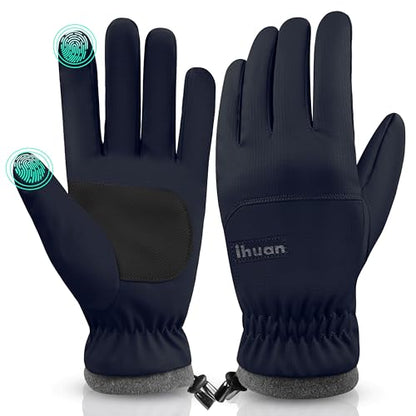 ihuan Winter Waterproof Ski Gloves Men Women, Snow Warm Cycling Cold Weather, Driving Biking Running - color: Blue, size: Medium