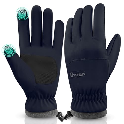 ihuan Winter Waterproof Ski Gloves Men Women, Snow Warm Cycling Cold Weather, Driving Biking Running - color: Blue, size: Small