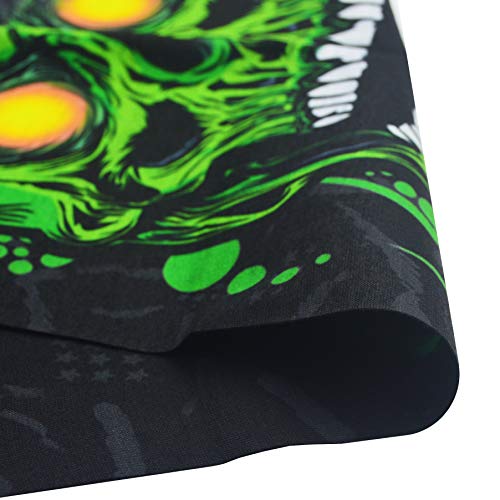 Obacle Neck Gaiter Face Mask Bandana for Dust Wind Sun Protection for Men Women - color: Skull Green Face White Teeth Open Mouth