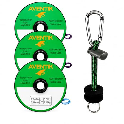 Aventik Fly Fishing Tippet Leader Fluorocarbon Line Fly Line Tippet Holder Fast Sinking Invisible - size: 3pc-4X