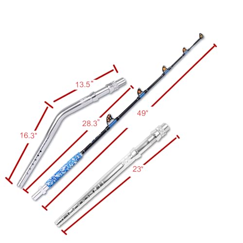 Fiblink Fishing Trolling Rod 1 Piece/2 Piece Saltwater Offshore Heavy Roller Rod Big Game Conventional Boat Camo Fishing Pole (6'/6'6",30-50lb/50-80lb/80-120lb) - style: 6' 80-120lbs 2pc-bent & Straight