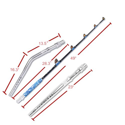 Fiblink Fishing Trolling Rod 1 Piece/2 Piece Saltwater Offshore Heavy Roller Rod Big Game Conventional Boat Camo Fishing Pole (6'/6'6",30-50lb/50-80lb/80-120lb) - style: 6' 80-120lbs 2pc-bent & Straight