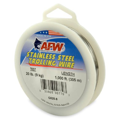 American Fishing Wire Stainless Steel Trolling Wire (Single Strand) - size: 1000 Feet, 20 Pound Test
