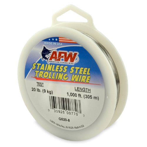 American Fishing Wire Stainless Steel Trolling Wire (Single Strand) - size: 1000 Feet, 20 Pound Test