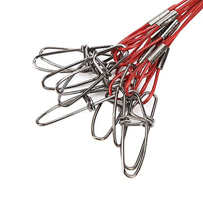 RiToEasysports Fishing Wire Line Leash, Anti Bite Steel Fishing Leader with Rolling, for Sea Boat Deep Sea - color: Red