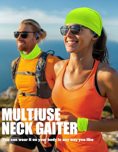 JHYWELL Cooling Neck Gaiter Face Mask, UV Protection Masks Gator, Windproof Bandana for Skiing, Fishing, Hiking, Cycling - color: Neon Yellow Pack