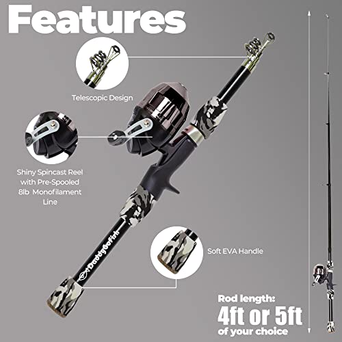 DaddyGoFish Kids Fishing Pole - Rod Reel Combo Tackle Box Starter Set - First Year Small Dock Gear Kit for Boys Girls Toddler Youth Age Beginner Little Children Junior Anglers