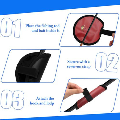 Huakaile 9 Packs 3 Colors Fishing Lure Covers Protector, 6.3'' Rod Lure Wrap Sleeves, Fishing Pole Hook Covers Shield Reel Gloves Hook & Loop Fastener for Bait (Black, Red, Blue) - color: Black, Red, Green