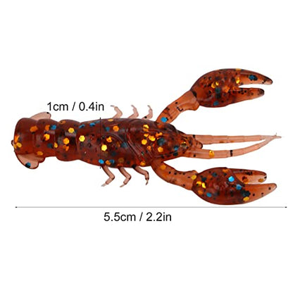 10pcs Crawfish Soft Lure Fishing Lure Crawdad Bait PVC Shrimp Artificial Soft Lure Baits for Bass Fishing Crayfish Baits Swimbait - color: Dark Brown