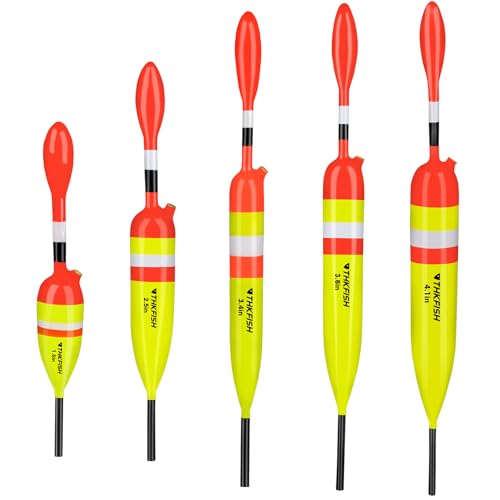 THKFISH Fishing Bobbers Fishing Floats and Bobbers Slip Bobbers for Fishing Balsa Floats Crappie Fishing Bobbers 1/6oz(3.47"X0.47"X6.73") 3/8oz(3.84"X0.6"X 7.2") 1/2oz(4.13"X0.75"X7.87") - color: Yellow-Mixed