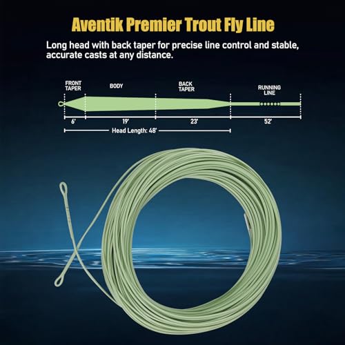 Aventik Trout Trout Boost Single Hand Spey Floating Fly Fishing Line Freshwater Fishing Smooth Accurate Casting Easy Roll Casting 100FT with Welded Loops - color: Green2 Trout Premier, size: 6F