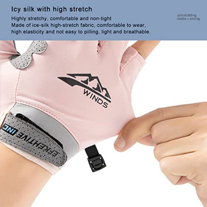 Hotfiary Fishing Gloves Sun Protection Fingerless Glove UV Protection Gloves UPF 50+ SPF for Men Women Kayaking Rowing Driving Hiking Sailing - color: Pink