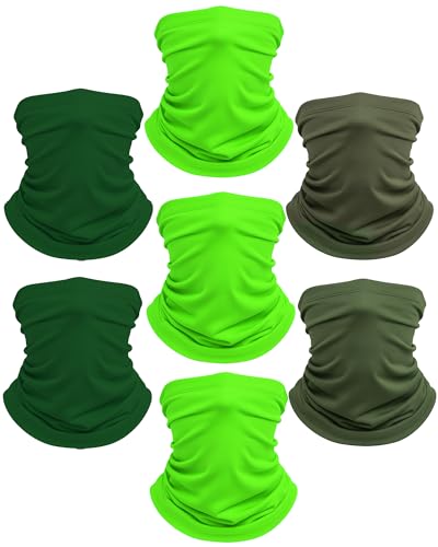 Xeoxarel Neck Gaiter, 7 Pack Cooling UV Protection, Bandana Face Mask Scarf for Men and Women - color: 3 Fluorescent, 2 Olive, 2 Dark Green