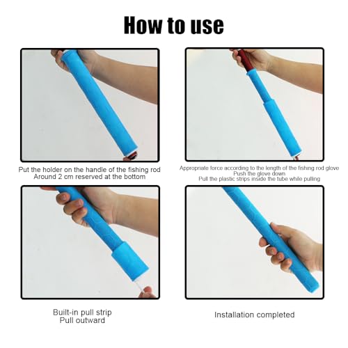 Fishing Rod Handle Cover, Silicone Fishing Pole Tube Sleeve with Non-Slip Design for 13mm-37mm Handle - color: Purple