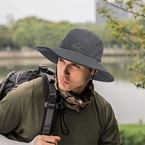 Mens Sun Hat with Neck Flap Quick Dry UV Protection Caps Wide Brim Fishing Hat Summer Beach Hat Outdoor Hiking Hat UPF 50+