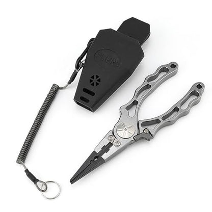 Aluminum Alloy Fishing Pliers Hook Remover LINE Cutters with Sheath and Lanyard for Fishing PE Nylon Carbon LINE (Red and Black) - color: Red and Black