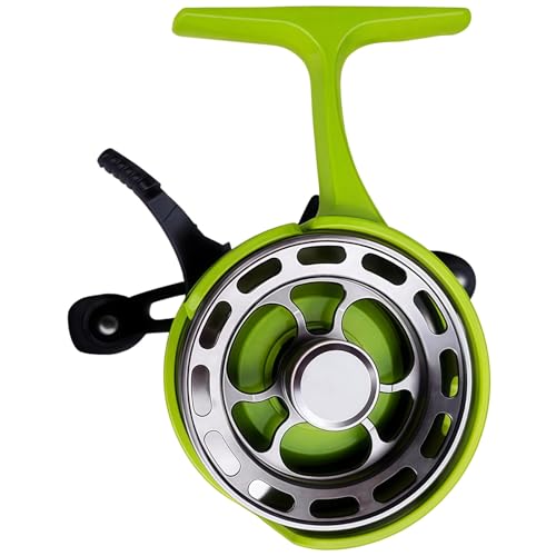 Ice Fishing Reel Inline, 2.6 in (6.6 Cm) Aluminum Alloy Model, Metal & Plastic Construction, Slip-Resistant Handle, Elevated Foot Design, 3+1 Bearing System