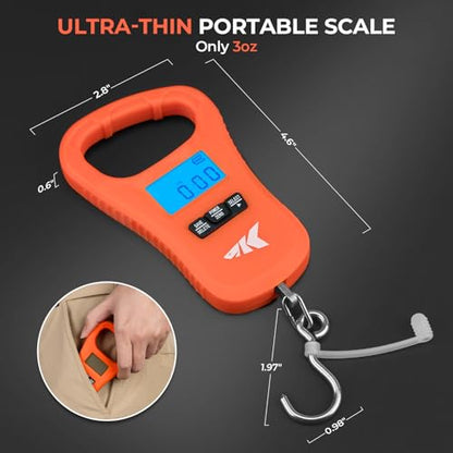 KastKing ToughTide Fishing Scale, USB Charging, 65lb Capacity, Ultra-Thin Digital Fish Scale, LCD Display, Ergonomic Handle, Fish Scales Digital Weight, Fishing Accessories for Men - color: B: Orange