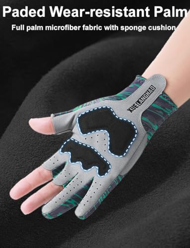 SUJAYU Fishing Gloves Men & Women, Anti-Slip Paded Kayak Gloves Sailing Gloves, 3-Cut Fingers UV Fishing Gloves Fly Fishing Accessories - color: Blue, size: Medium