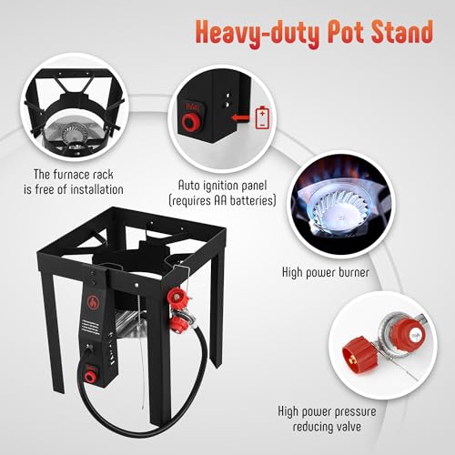 Feasto 30 Qt Turkey Fryer with Basket & 10QT Fish Fryer Kit | 50,000 BTU Outdoor Propane Burner, Multi-use outdoor cooker, for Lobster, Crab, Crawfish, Shrimp Boiling and Frying - size: 30 qt & 10 qt