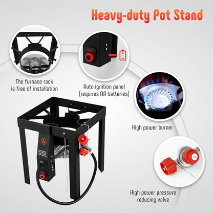 Feasto 30 Qt Turkey Fryer with Basket & 10QT Fish Fryer Kit | 50,000 BTU Outdoor Propane Burner, Multi-use outdoor cooker, for Lobster, Crab, Crawfish, Shrimp Boiling and Frying - size: 30 qt & 10 qt