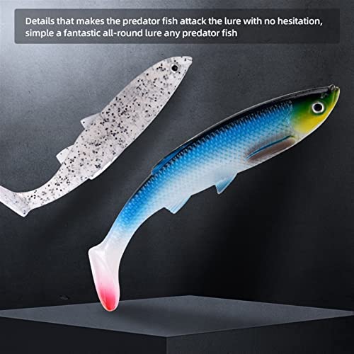 ZHENGYI 4pcs Paddle Tail 14.5g 120mm Fishing Soft Lures 3D Eyes T Tail Artificial Bait Plastic Pike Fishing Lures - color: B