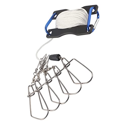Live Fish Lock Portable Stainless Steel Fishing Stringer with Wear - Resistant Nylon Rope, D - Shaped Carabiner and Quick - Release Pin for Big Game Lure Fishing - color: Black