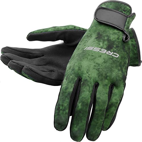 Cressi Camouflage Patterned Spearfishing Gloves Made of Elastic Neoprene- get The Hunter Equipment - color: Camo Green, size: X-Large