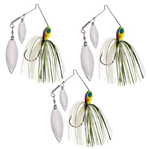 Reaction Tackle Spinner Bait, Compact Profile Fishing Lure with Flash and Vibration for Bass, Trout, Pike, Salmon and Walleye (3-Pack) - color: Sunrise, size: 1/4 Oz