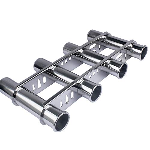Wall Mounted Fishing Rod Holder for Boat, Stainless Steel 4 Tubes Linked Vertical Fishing Rod Rack for Marine Boat,Fishing Boat, Truck