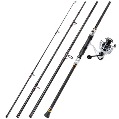 Sougayilang Surf Fishing Rod and Reel Combo, 4 Piece MH/H Saltwater Fishing Combo with 5000 Size Spinning Reel(12'/15') - color: blue, size: 11ft-Spinning-4Pc-Heavy