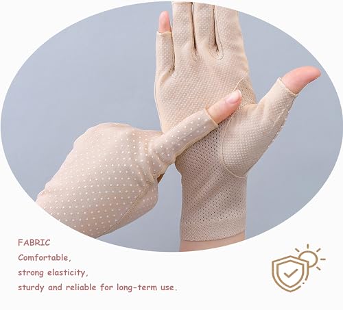 FGSS Summer Sunblock Gloves UV Protection Non-Slip Touchscreen Driving Gloves for Women Cyling Riding Outdoor - color: Apricot