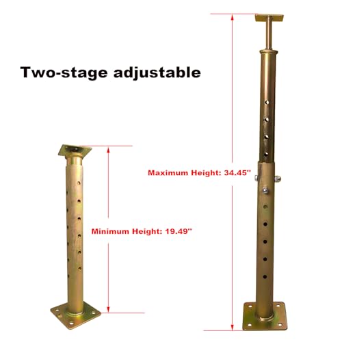 19.5"-34.5" Height Range Adjustable House Floor Jacks Post Pole for Leveling, Galvanized, 4 Pack - size: 19.5-34.5 inch