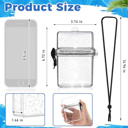 Outus 3 Pcs Waterproof ID Badge Holder Case with Waterproof Buckle 4.72 x 3.74 x 1.46 Inches Floating Sport Case Locker with Adjustable Hanging Rope Plastic Card Dry Box(Clear, Classic) - color: Clear, size: 4.72 x 3.74 x 1.46 Inch, style: Classic