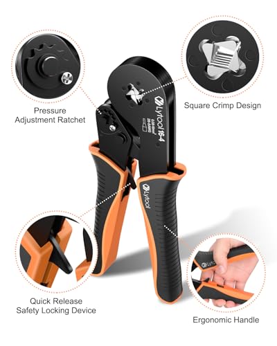 Ferrule Crimping Tool Kit, Lytool Wire Crimper Pliers (AWG 28-5/0.08-16mm²), Wire Ferrule Kit with Square Ratchet Crimper and 1200PCS Ferrule Connectors Wire Ferrules Terminals Kit