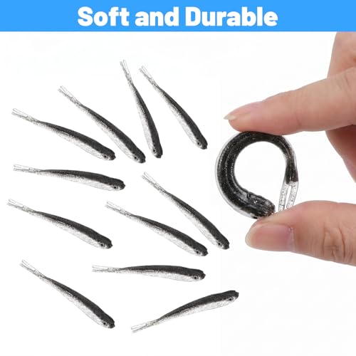 50PCS Soft Plastic Baits 2.75in Soft Fishing Lure | Swim Baits Forked Tail Minnow Bait for Saltwater Freshwater Bass Crappie Walleye Trout Lures Fishing