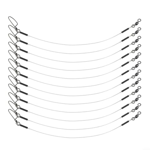 12pcs Fluorocarbon Fishing Leader Set for Saltwater Freshwater, 20LB-80LB, 6-24 Inches, Invisible Underwater, Abrasion-Resistant, Soft Strong Wire with Twists Snap - size: 6in-20lb