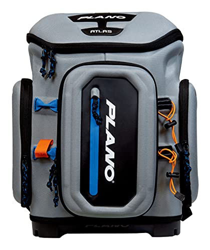 Plano Atlas 3700 Tackle Fishing Backpack, Gray EVA Material, Includes 3 3750 StowAway Utility Boxes for Worms, Lures, & Baits, Waterproof & Non-Skid Base, Grey - style: Backpack