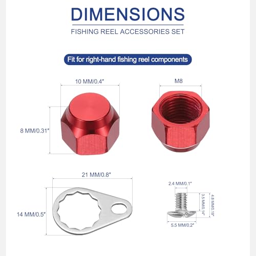 Fishing Reel Screw Nut Caps, Right Handle Knob Locking Plate Nut Replacement Parts - color: Red, size: M8