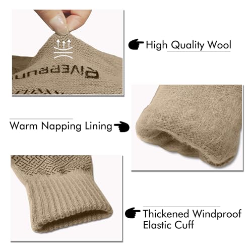 Riverruns Wool Fishing Gloves - Winter Fingerless Knitted Gloves for Men and Women 3-Cut Fingers Warm Gloves for Cold Weather, Fly Fishing, Ice Fishing, Kayaking - color: Coffee