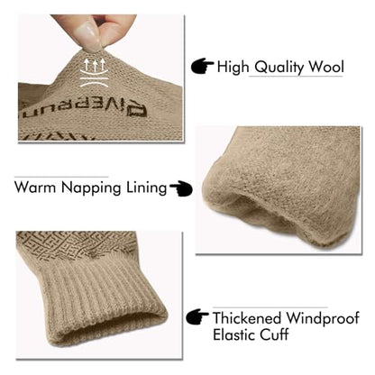 Riverruns Wool Fishing Gloves - Winter Fingerless Knitted Gloves for Men and Women 3-Cut Fingers Warm Gloves for Cold Weather, Fly Fishing, Ice Fishing, Kayaking - color: Coffee