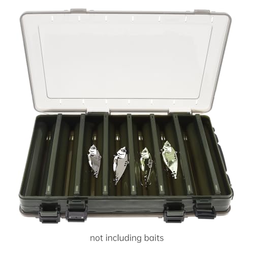Double Sided 14 Compartments Fishing Tackle Boxes Fishing Lure Box Organizer, Fishing Bait Tackle Storage Case, Container Box for Jewelry Beads Earring Hook (Green) - color: Green