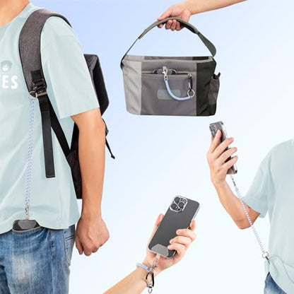 SHANSHUI Phone Lanyard Tether, Stretchy Phone Strap Patch Anchor Outdoor Climbing Hook Compatible for Most Smartphones - color: Purple+blue