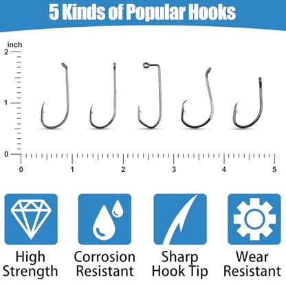 220pcs Fishing Bobbers Tackle Kit Beginners Fishing Kit | Includes Hooks, Bobbers, Sinkers Weights, Swivel Snaps, Starter Tackle Box Kit for Artificial and Live Baits - style: 220pcs Kit
