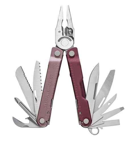LEATHERMAN, Rebar Multitool with Premium Replaceable Wire Cutters and Saw, Heathered Cranberry - color: Heathered Cranberry