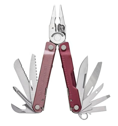 LEATHERMAN, Rebar Multitool with Premium Replaceable Wire Cutters and Saw, Heathered Cranberry - color: Heathered Cranberry